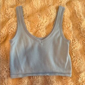 Light Blue Ribbed Crop Top
